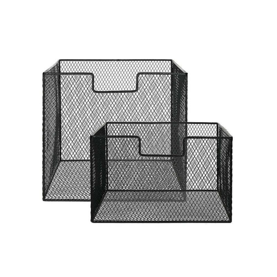 Pomax Eszential - Set/2 Manden - Metaal - L 31,5 X W 29,5 X H 17,5/27,5 Cm - Zwart | Modular Concepts