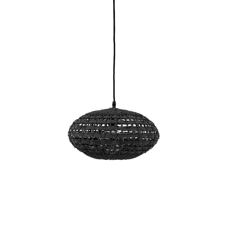 Pomax Rota - Hanglamp - Rotan / Hout - Dia 36 X H 20 Cm - Zwart | Hanglampen