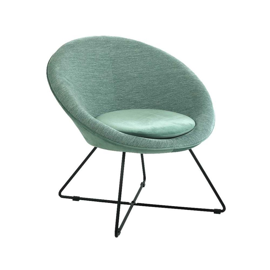 Pomax Garbo - Relax Stoel - Fluweel / Metaal - L 75 X W 67 X H 73 Cm - Aqua | Zetels