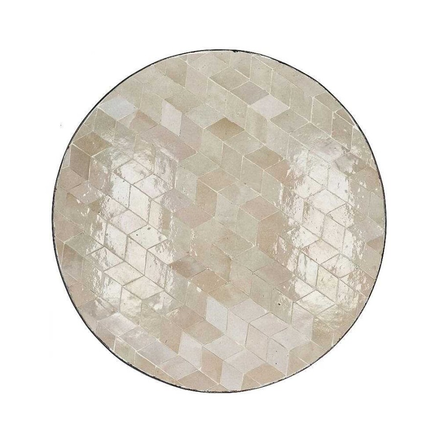 Pomax Zellix - Tafelblad - Marokkaanse Zellige Tegels - Dia 45 X H 2 Cm - Beige | Modular Concepts