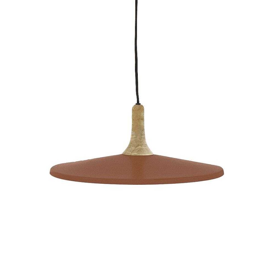 Pomax Brampton - Hanglamp - Metaal / Mangohout - Dia 40 X H 13 Cm - Kaneel | Hanglampen