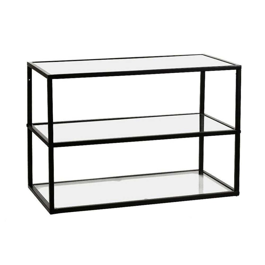 Pomax Eszential - Rek - Metaal / Glas - L 60 X W 30 X H 40 Cm - Zwart | Wandrekken