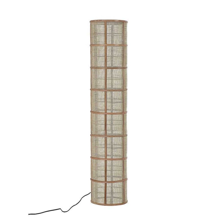 Pomax Khong - Vloerlamp - Bamboe / Linnen - Dia 25 X H 120 Cm - Naturel | Staanlampen