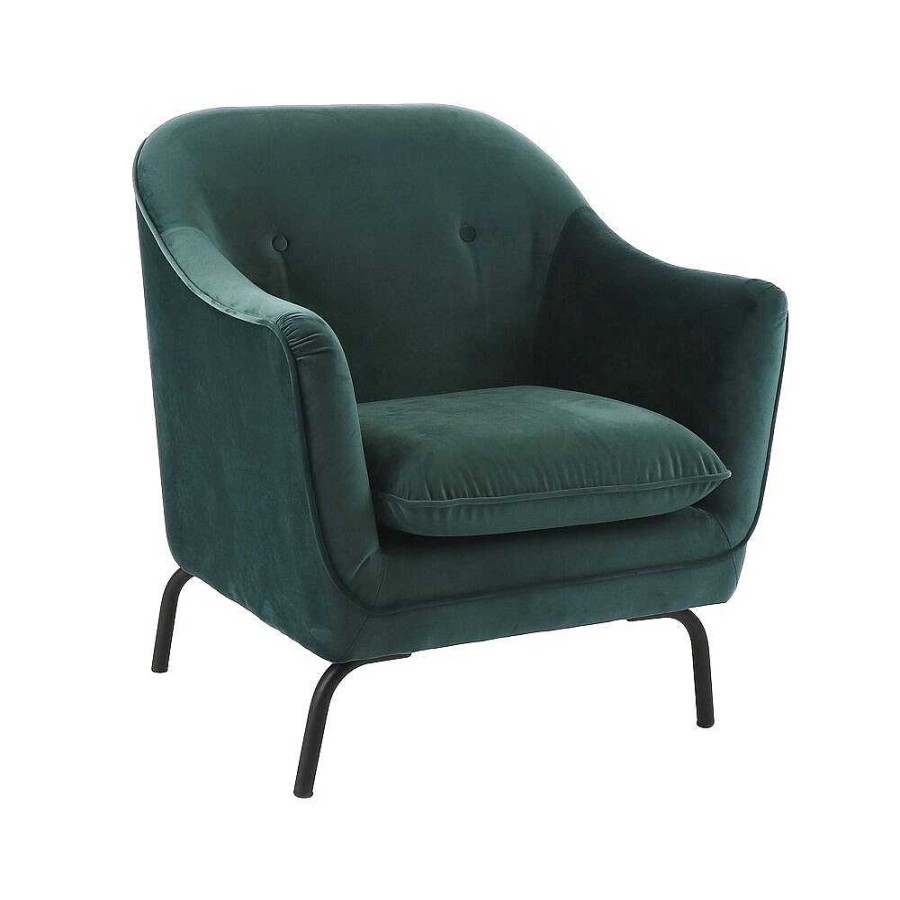 Pomax Lusso - Fauteuil - Fluweel / Metaal - L 80 X W 76 X H 86 Cm - Grijsgroen | Zetels