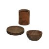 Pomax Kerf - Set/3 Eierdopje & Onderlegger & Mini Kruiden Kom - Acacia Hout - - Dia 5/9/5,5 X H 6/0,7/2,5 Cm - Roest | Accessoires