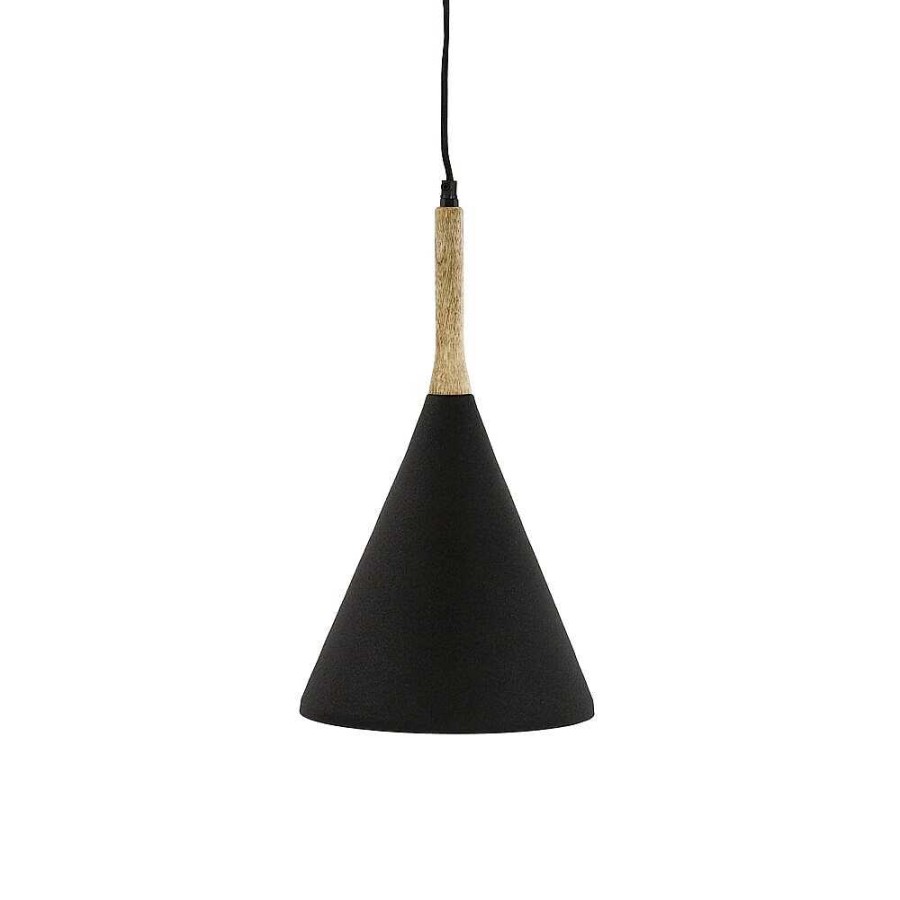 Pomax Brampton - Hanglamp - Metaal / Mangohout - Dia 25 X H 42 Cm - Zwart | Hanglampen