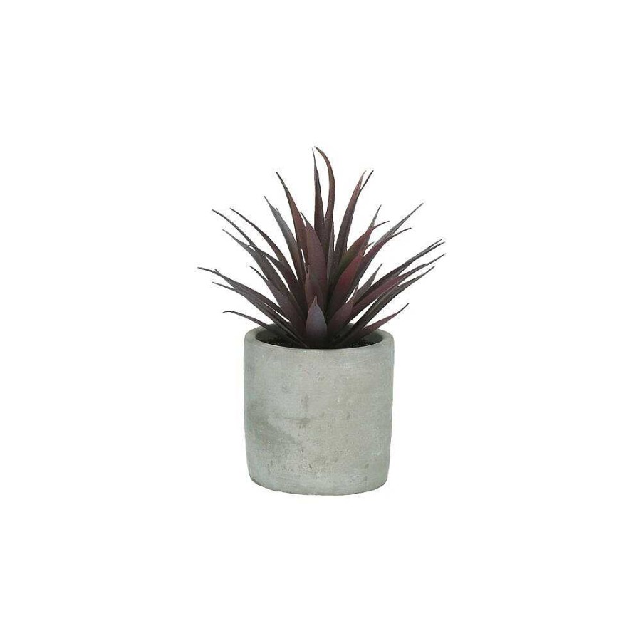 Pomax Concrete Jungle - Artificiele Plant / Paars - Kunststof / Cement - Dia 8 X H 16 Cm - Groen | Planten