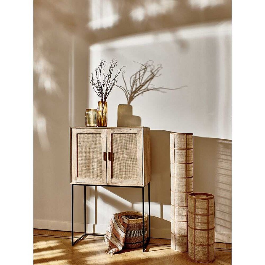 Pomax Khong - Vloerlamp - Bamboe / Linnen - Dia 25 X H 120 Cm - Naturel | Staanlampen