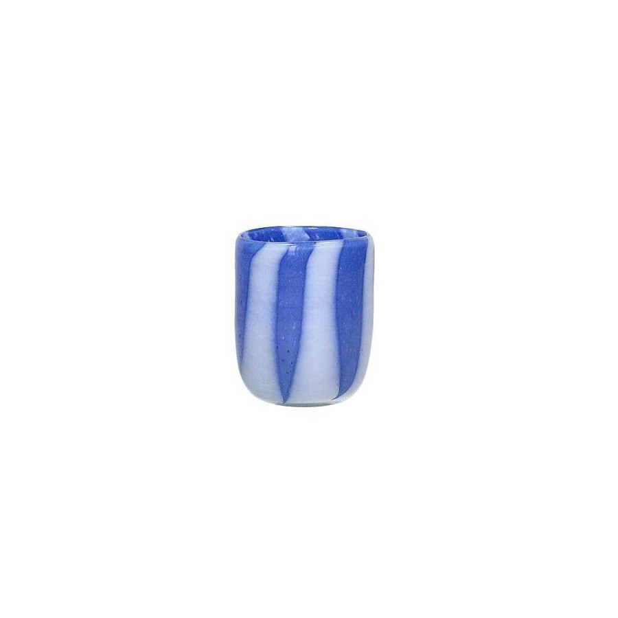 Pomax Cannes - Vaas/Windlicht - Glas - Dia 7 X H 8 Cm - Blauw | Windlichten / T-Lichten