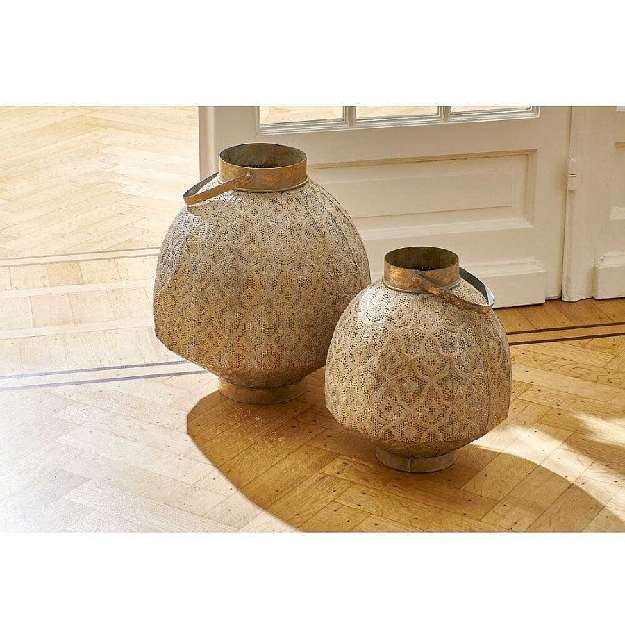 Pomax Tarifa - Lantaarn - Metaal / Glas - Dia 38,5 X H 42 Cm - Goud | Lantaarns