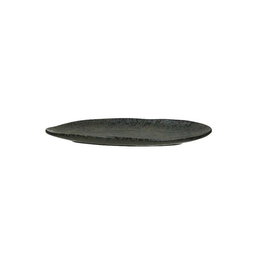 Pomax Basalt - Ovaal Bord - Steengoed - L 26,6 X W 11 X H 2,5 Cm - Zwart | Servies