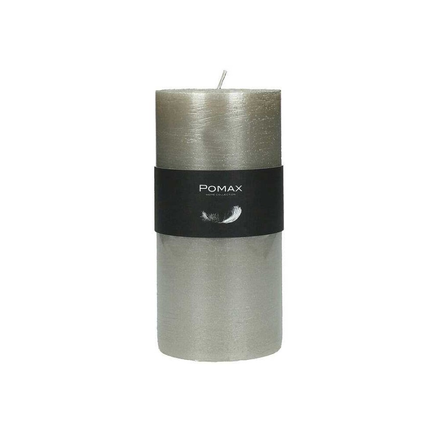 Pomax Candle - Kaars - Paraffine Wax - Dia 7 X H 14 Cm - Zilver | Kaarsen