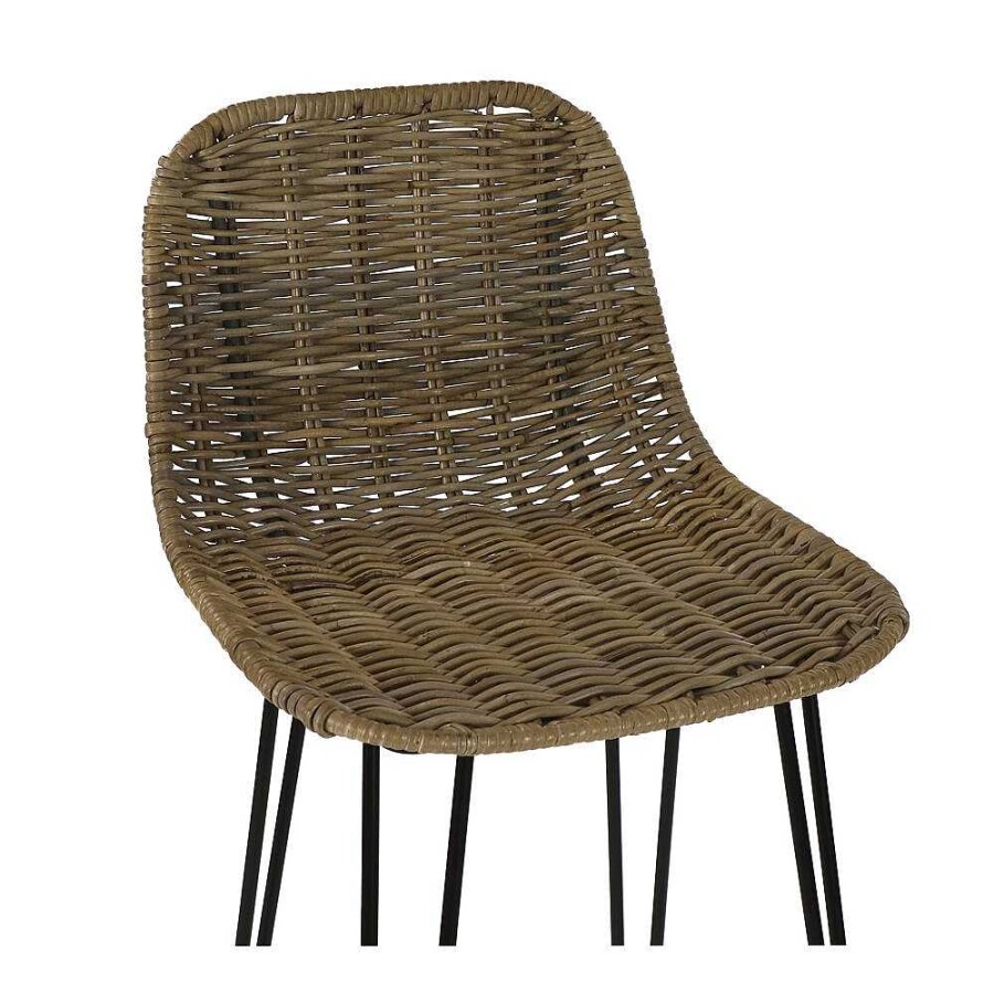 Pomax Luce - Barstoel - Rotan / Metaal - L 43 X W 40 X H 91 Cm | Barstoelen